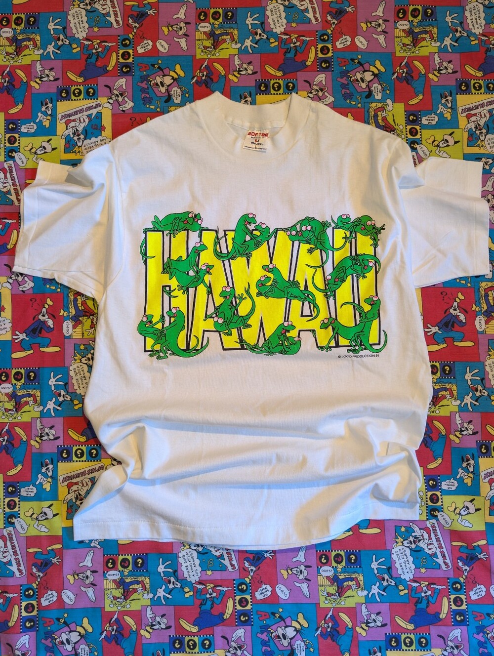 VTG 90's Hawaii Lizards Men T-Shirt Large Single Stitch Mating Season Adult